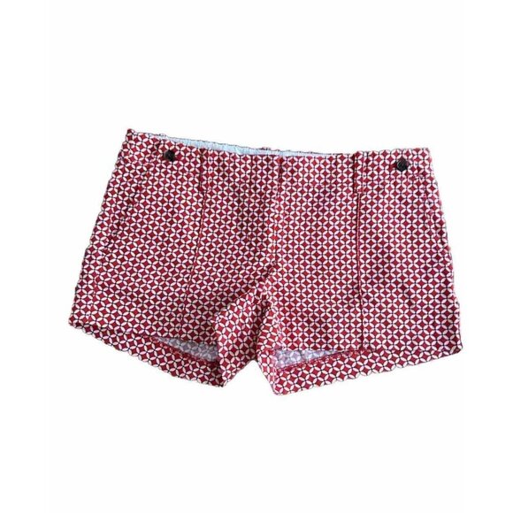 J Crew Women’s City Fit Chino Shorts Size 4 Red Orange White Flat Front Side Zip - Picture 10 of 10